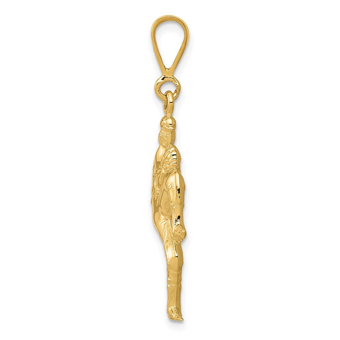 14K Polished 3-D Pitcher Baseball Charm-C2663