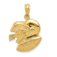 14K 2-D Double Football Helmets and Ball Charm-C2666