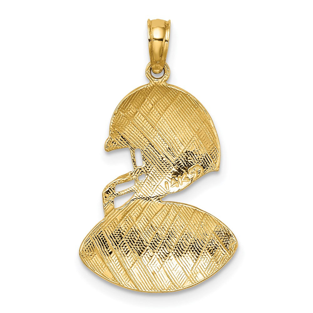 14K Polished Football and Helmet Pendant-C2667