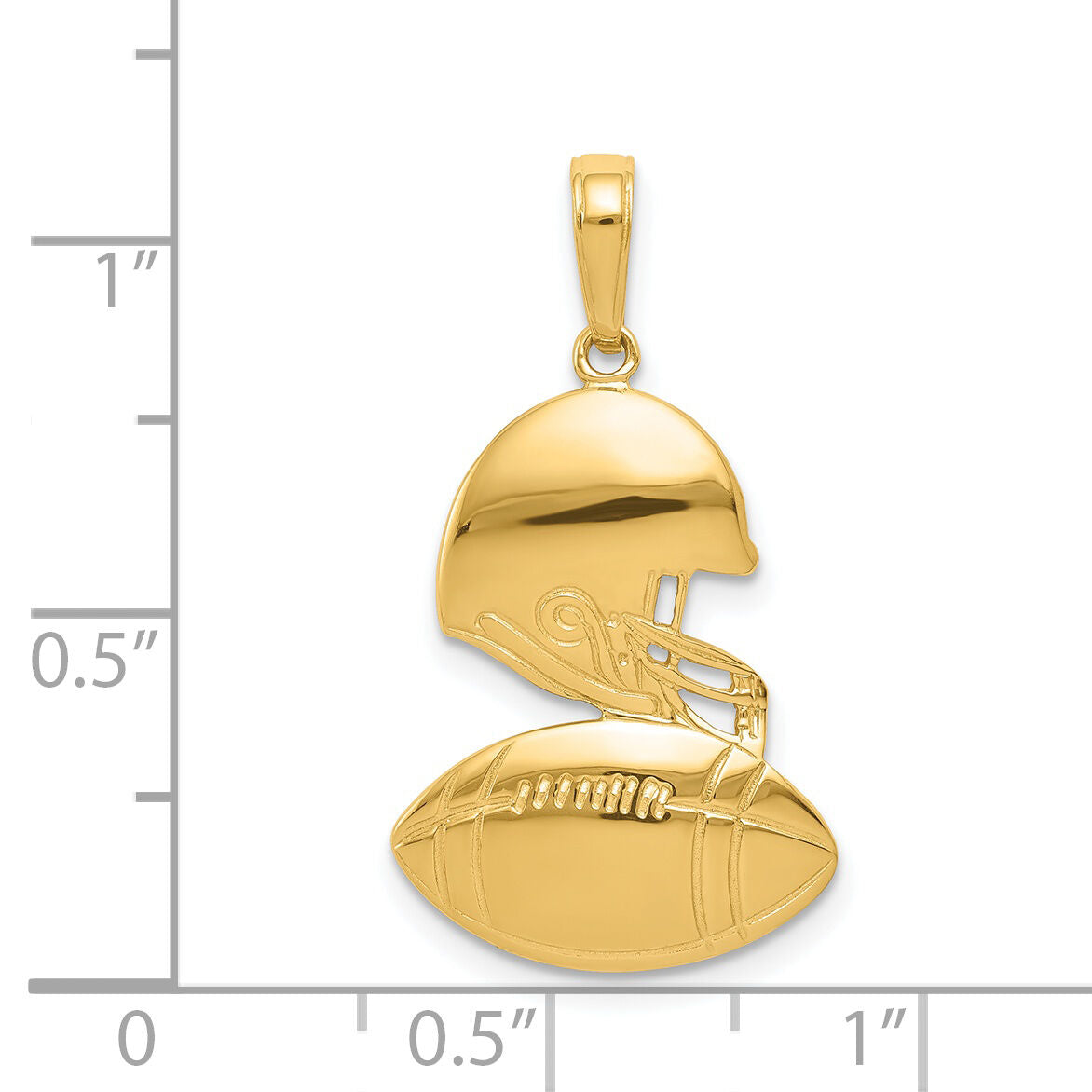 14K Polished Football and Helmet Pendant-C2667