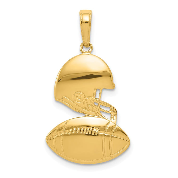 14K Polished Football and Helmet Pendant-C2667