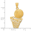 14K Satin Diamond-Cut Basketball and Net Pendant-C2672
