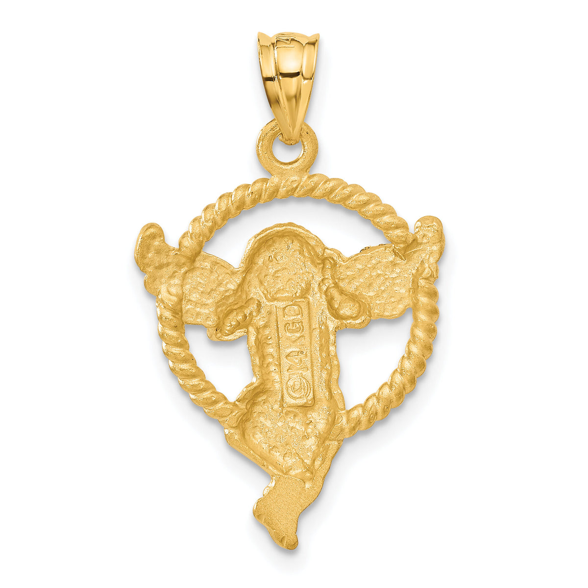 14k Satin Angel in Circle Pendant-C27