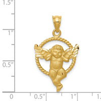 14k Satin Angel in Circle Pendant-C27