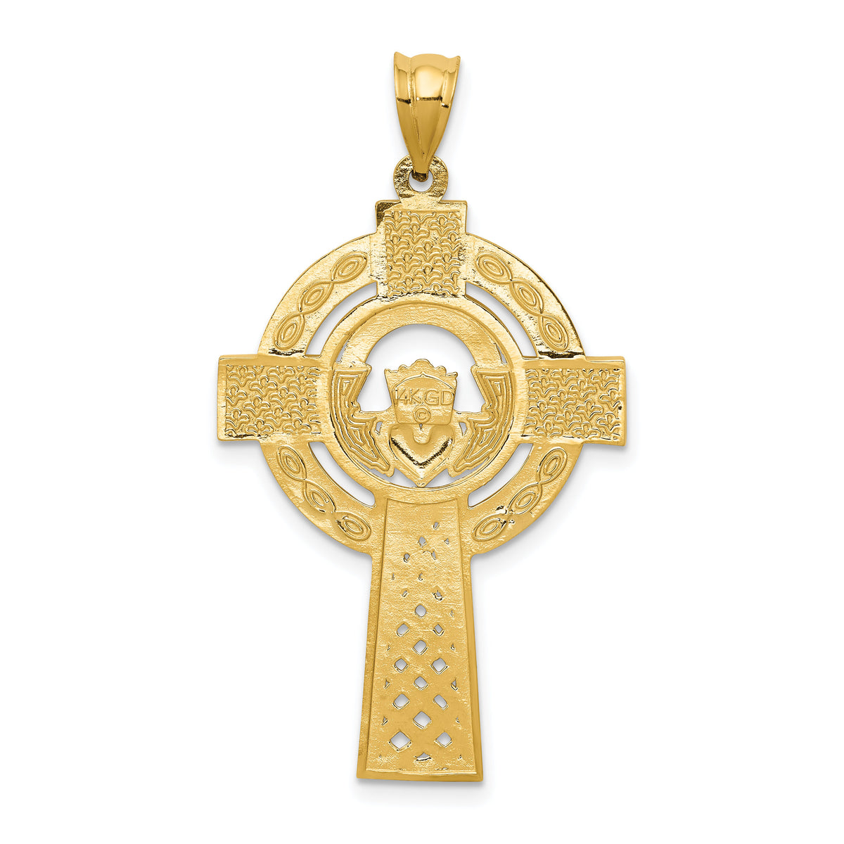 14k Celtic Claddagh Cross Pendant-C2703