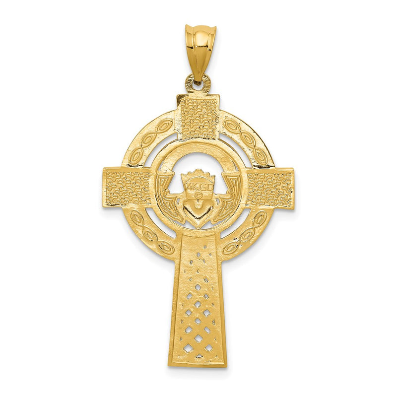 14k Celtic Claddagh Cross Pendant-C2703