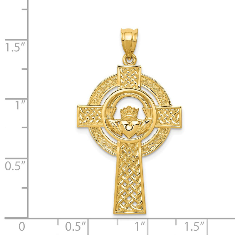 14k Celtic Claddagh Cross Pendant-C2703