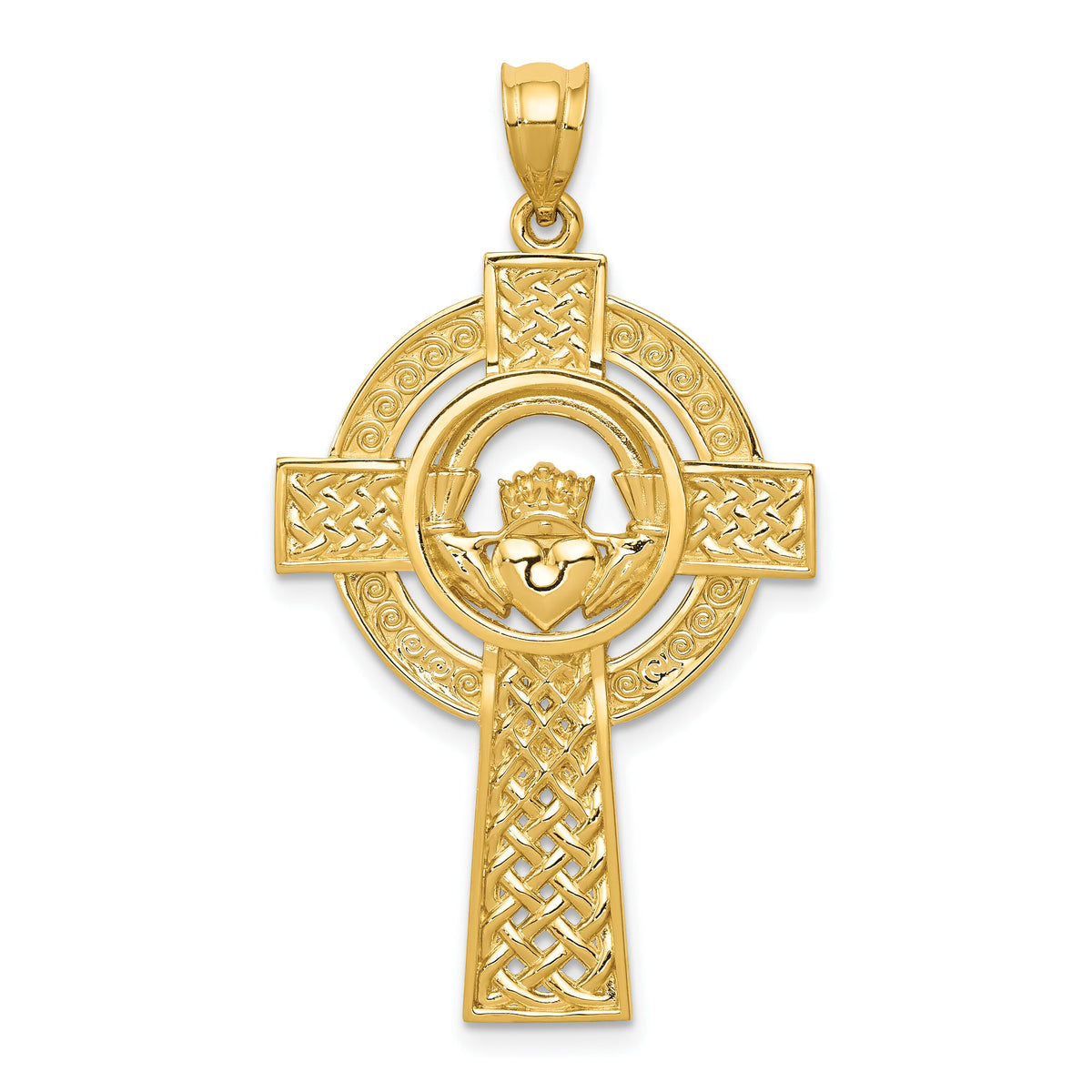 14k Celtic Claddagh Cross Pendant-C2703