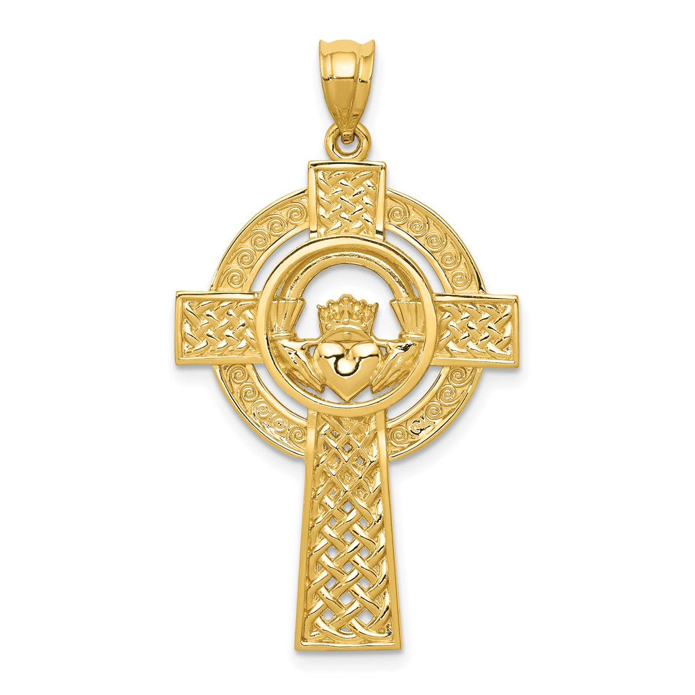 14k Celtic Claddagh Cross Pendant-C2703