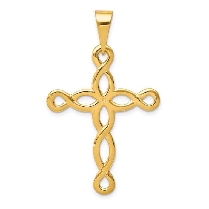 14k Polished Cross Pendant-C2739