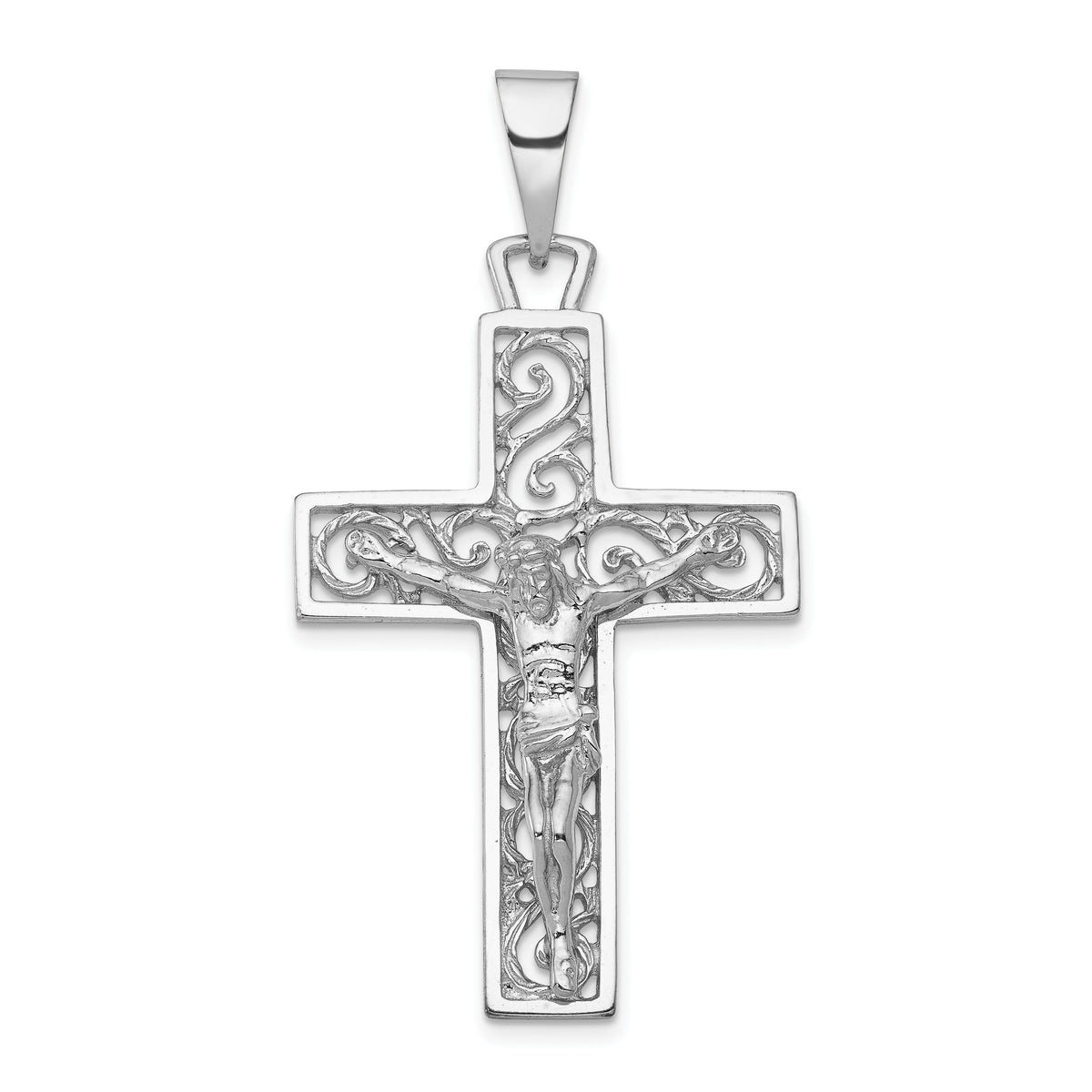 14k White Gold Crucifix Pendant-C2803