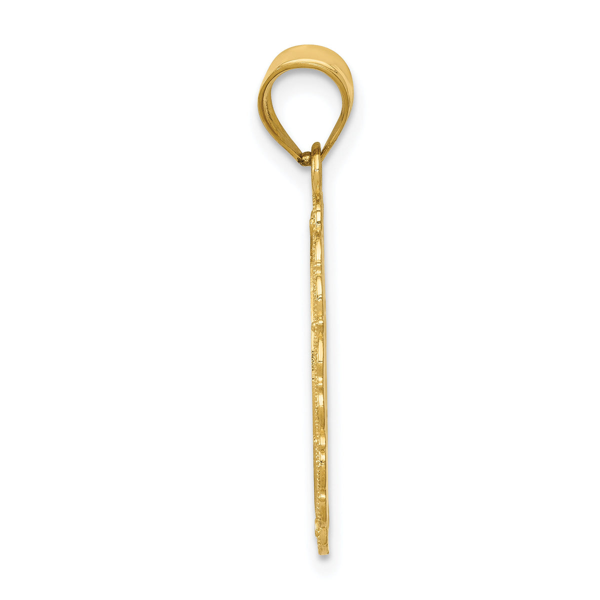 14k Solid Satin Polished Aries Zodiac Oval Pendant-C2843