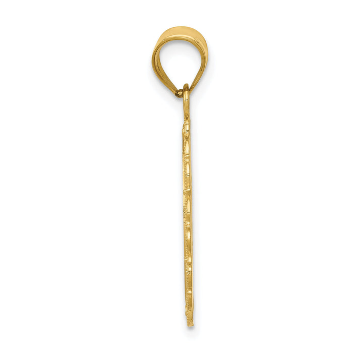 14k Solid Satin Polished Aries Zodiac Oval Pendant-C2843