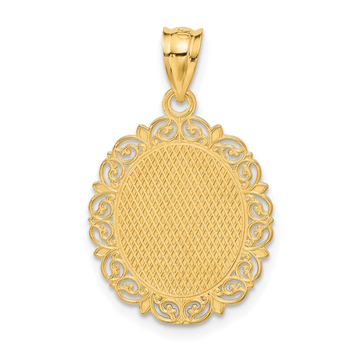 14k Solid Satin Polished Aries Zodiac Oval Pendant-C2843