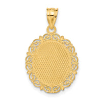 14k Solid Satin Polished Aries Zodiac Oval Pendant-C2843