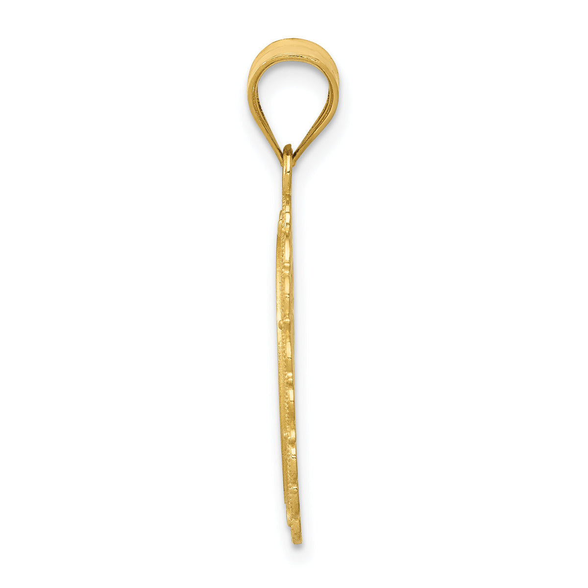 14k Solid Satin Polished Taurus Zodiac Oval Pendant-C2844