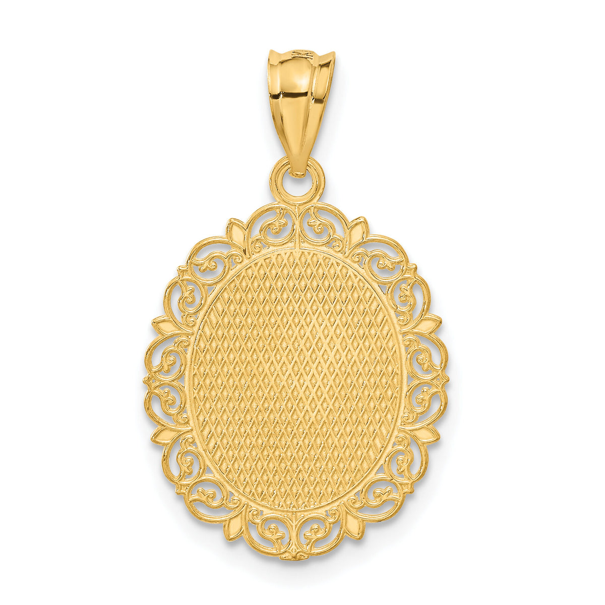 14k Solid Satin Polished Taurus Zodiac Oval Pendant-C2844