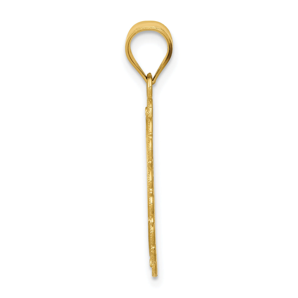 14k Solid Satin Polished Gemini Zodiac Oval Pendant-C2845