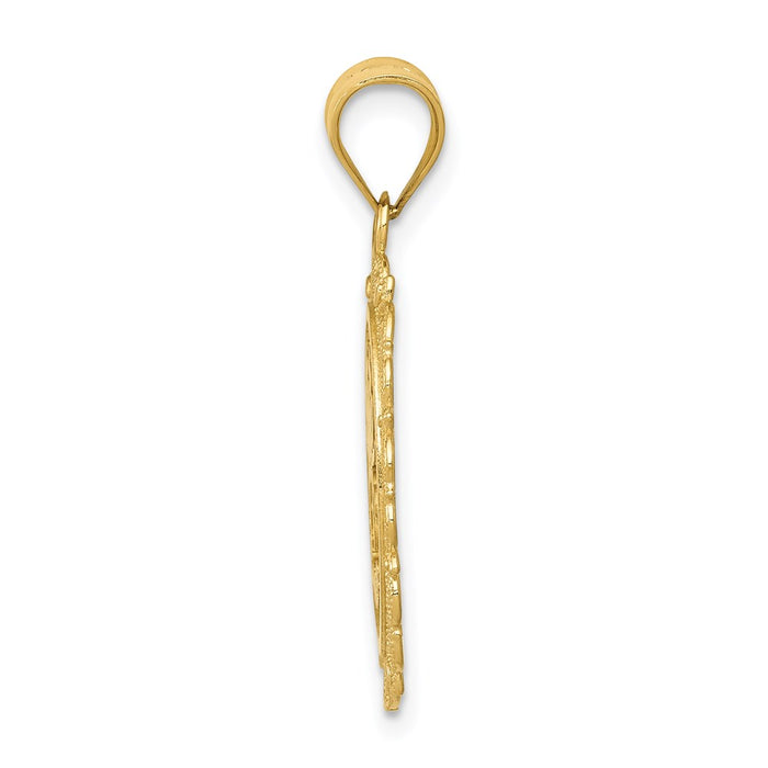 14k Solid Satin Polished Cancer Zodiac Oval Pendant-C2846