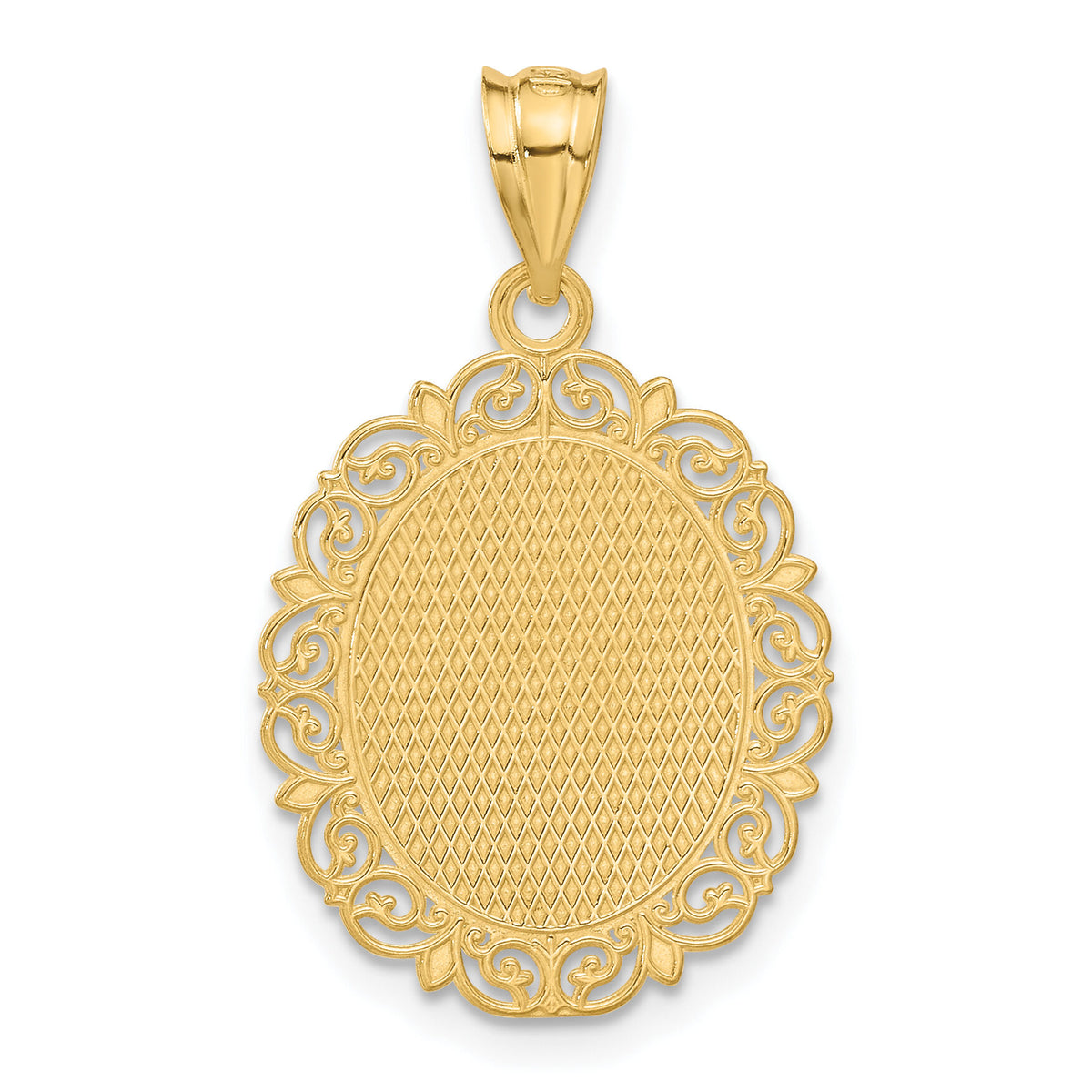 14k Solid Satin Polished Cancer Zodiac Oval Pendant-C2846