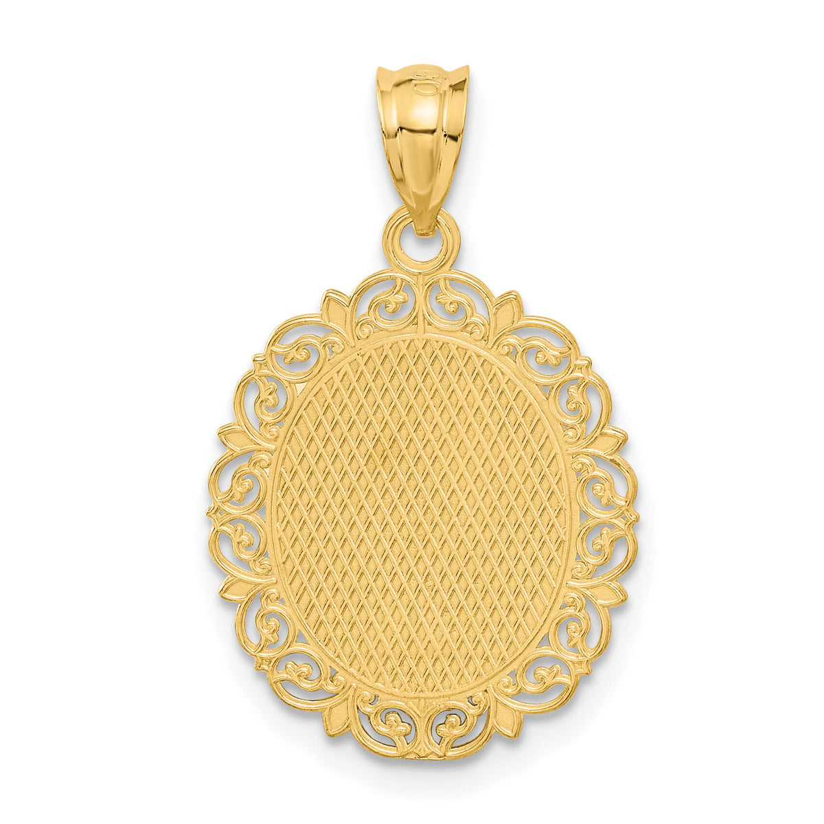 14k Solid Satin Polished Leo Zodiac Oval Pendant-C2847