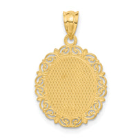 14k Solid Satin Polished Leo Zodiac Oval Pendant-C2847
