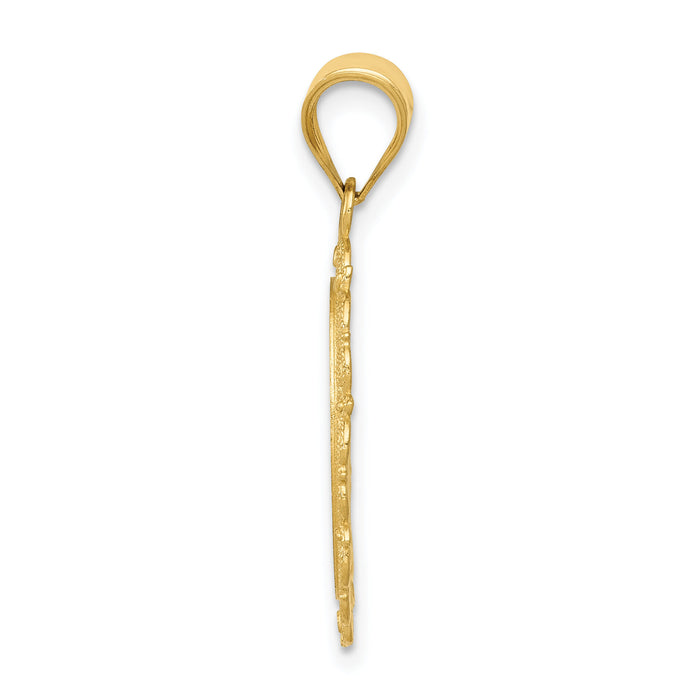 14k Solid Satin Polished Virgo Zodiac Oval Pendant-C2848