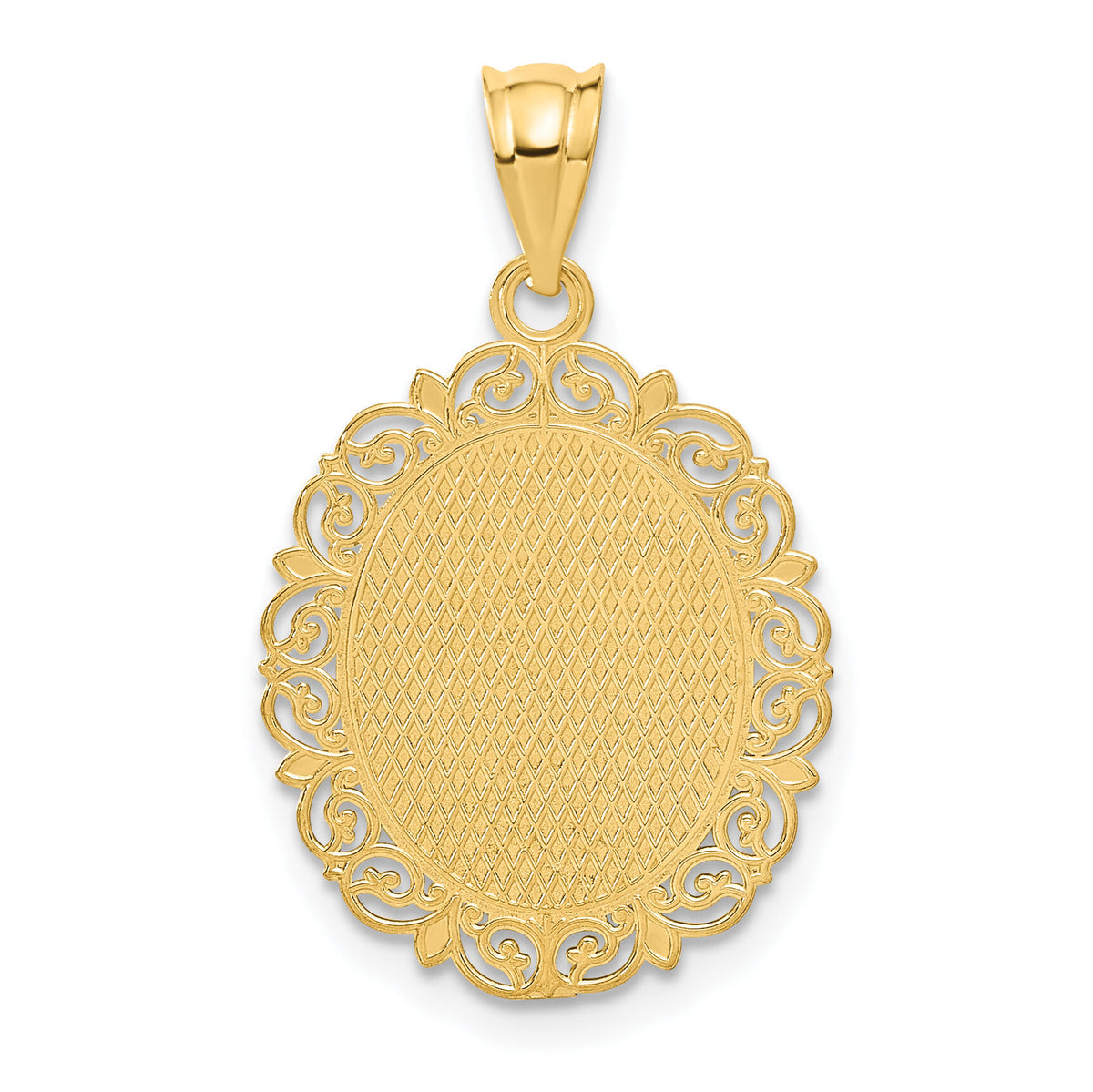 14k Solid Satin Polished Virgo Zodiac Oval Pendant-C2848