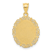 14k Solid Satin Polished Virgo Zodiac Oval Pendant-C2848