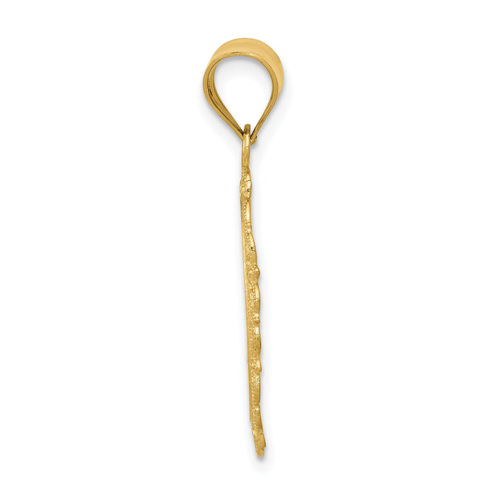 14k Solid Satin Polished Libra Zodiac Oval Pendant-C2849