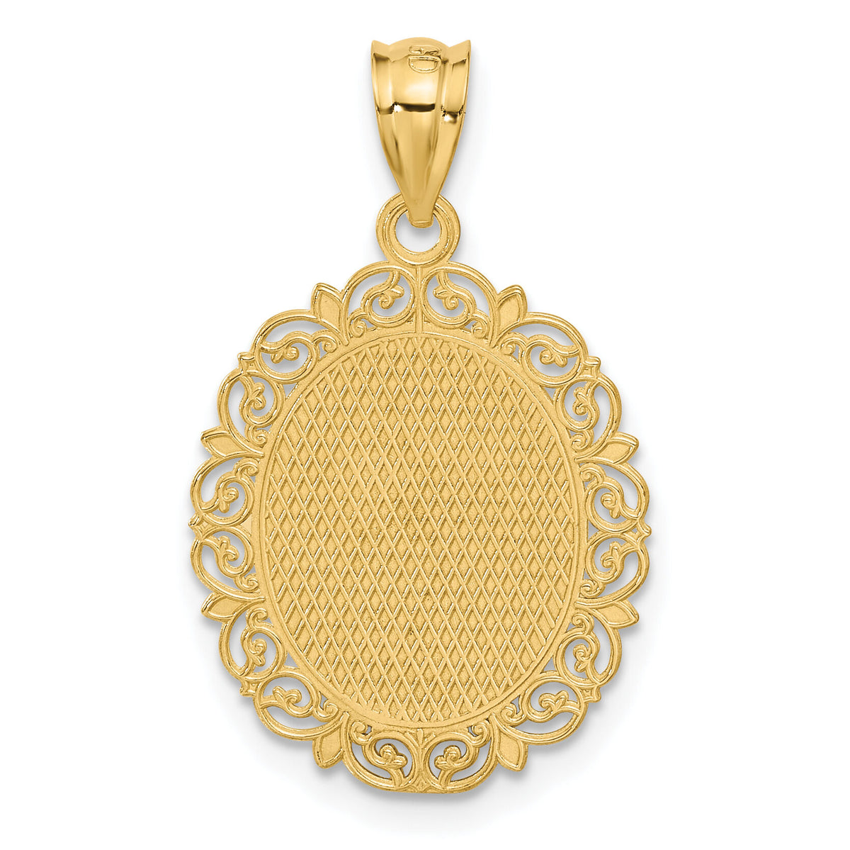 14k Solid Satin Polished Libra Zodiac Oval Pendant-C2849