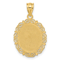 14k Solid Satin Polished Libra Zodiac Oval Pendant-C2849