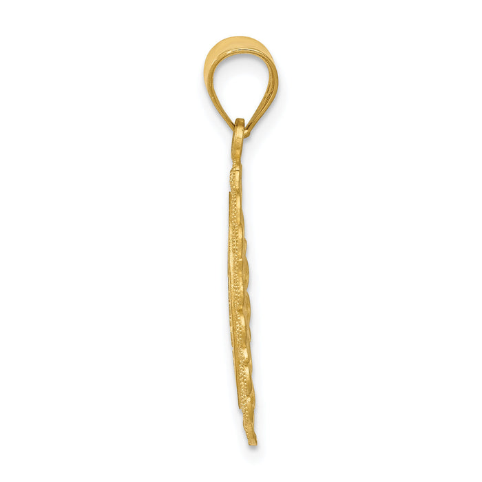 14k Solid Satin Polished Scorpio Zodiac Oval Pendant-C2850