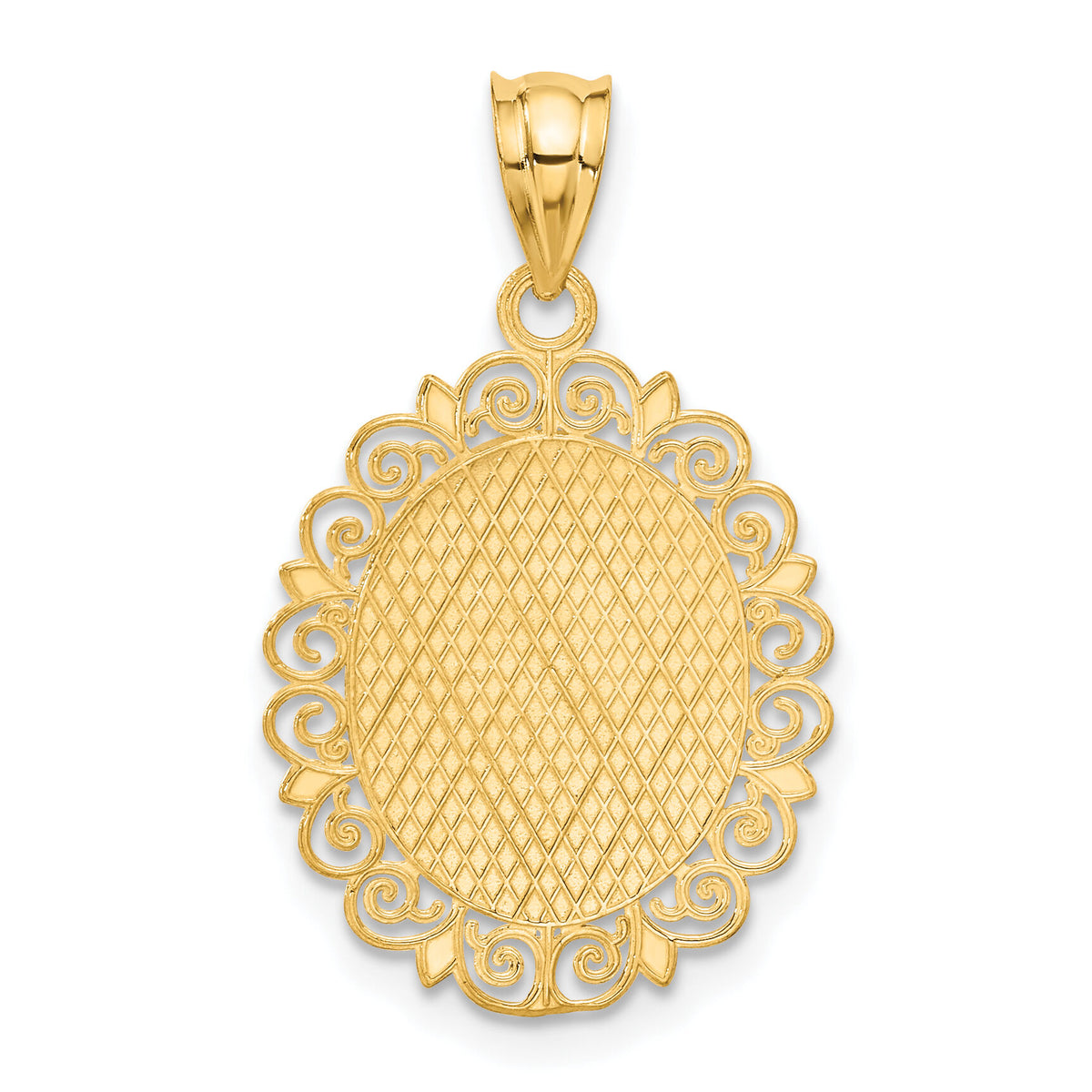 14k Solid Satin Polished Scorpio Zodiac Oval Pendant-C2850