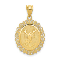 14k Solid Satin Polished Scorpio Zodiac Oval Pendant-C2850