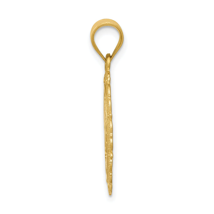 14k Solid Satin Polished Sagittarius Zodiac Oval Pendant-C2851