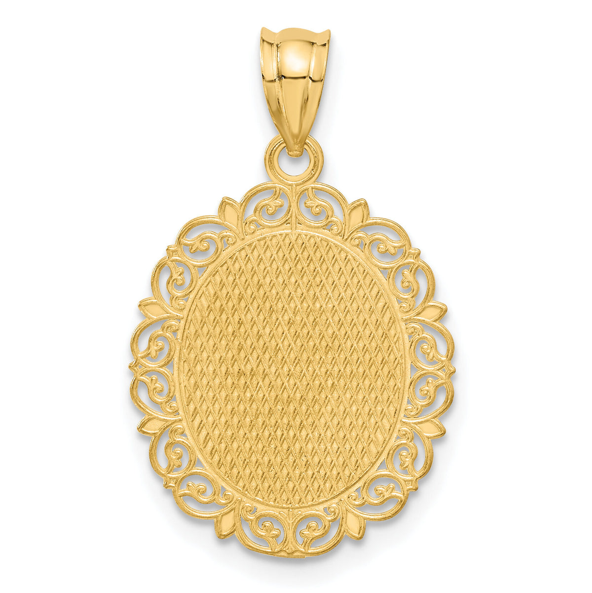 14k Solid Satin Polished Capricorn Zodiac Oval Pendant-C2852