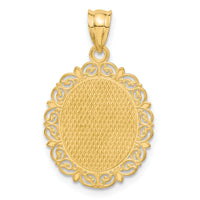 14k Solid Satin Polished Capricorn Zodiac Oval Pendant-C2852