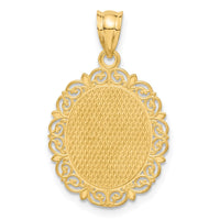 14k Solid Satin Polished Capricorn Zodiac Oval Pendant-C2852