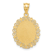 14k Solid Satin Polished Aquarius Zodiac Oval Pendant-C2853
