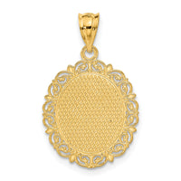 14k Solid Satin Polished Pisces Zodiac Oval Pendant-C2854