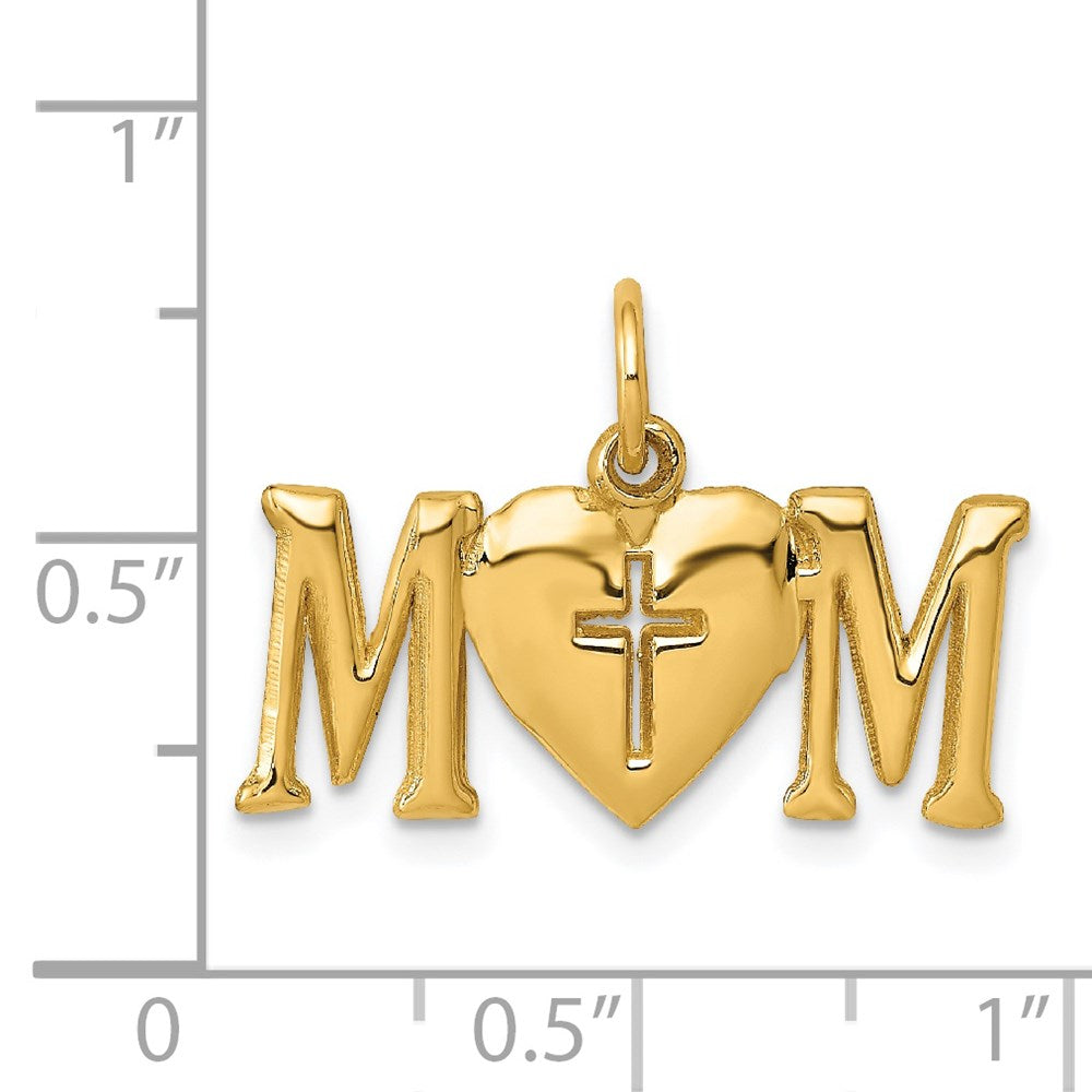 14k Polished MOM with Cross Charm-C2856