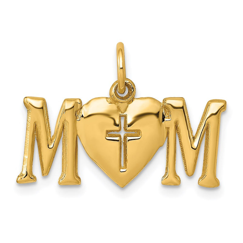 14k Polished MOM with Cross Charm-C2856