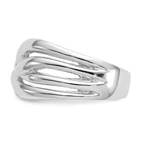 14k White Gold High Polished Woven Dome Ring-C2863W