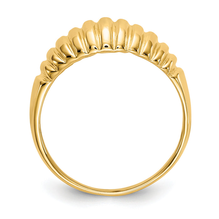 14k High Polished Ribbed Dome Ring-C2871