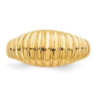 14k High Polished Ribbed Dome Ring-C2871