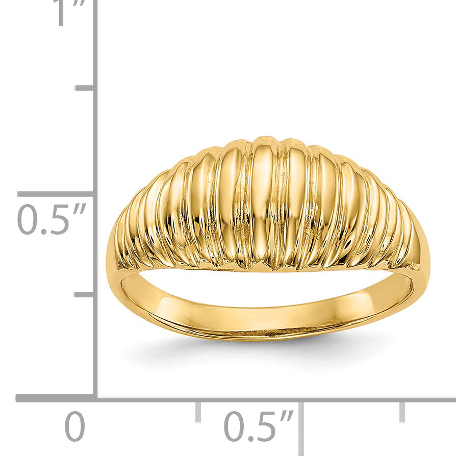 14k High Polished Ribbed Dome Ring-C2871
