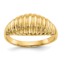 14k High Polished Ribbed Dome Ring-C2871