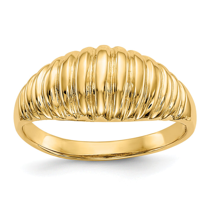 14k High Polished Ribbed Dome Ring-C2871