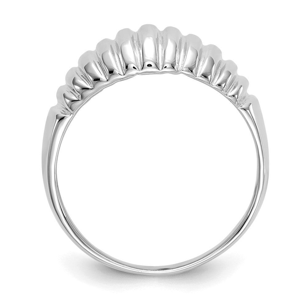 14k White Gold High Polished Ribbed Dome Ring-C2871W